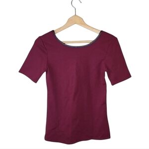 NWT Stitch Fix Loveappella | Burgundy Gatsby Fitted Scoop Neck Back Top Size XS